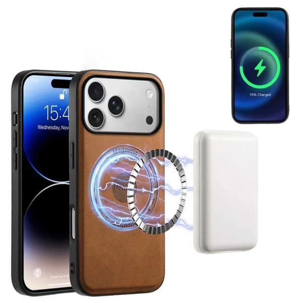 DENIOR Mobilskal till iPhone 17 Pro Max MagSafe Detachable Korthållare D14 Brun