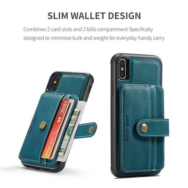 JEEHOOD Mobilskal till iPhone XS Max Shockproof Wallet Blå