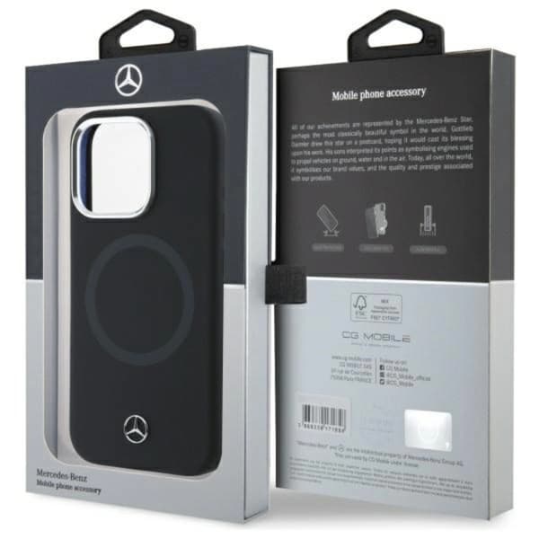 Mercedes telefontaske til iPhone 16 Pro MagSafe silikone tonalt logo - sort Black