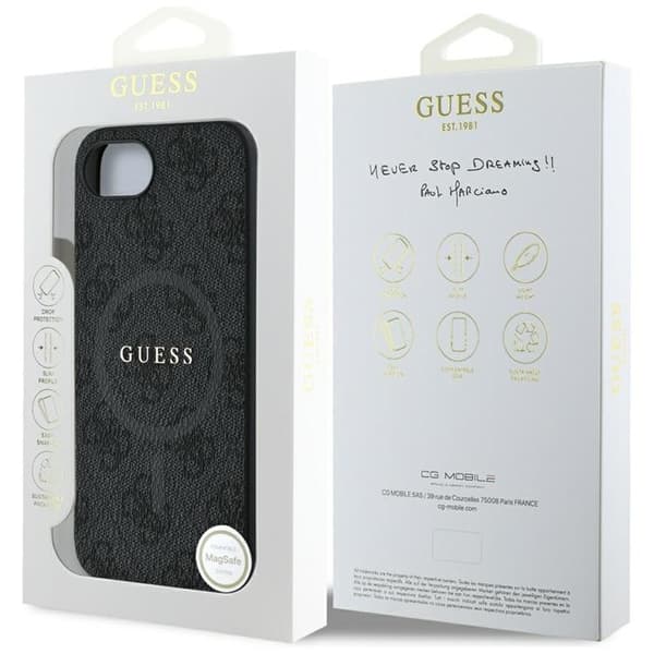 Guess Mobilskal till iPhone 16e MagSafe 4G Ring Classic Logo Svart
