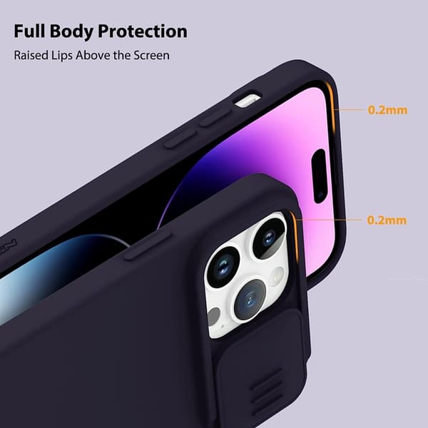 Nillkin iPhone 14 Pro Max Mobilskal Magsafe CamShield Silky - Mørk lilla Lila