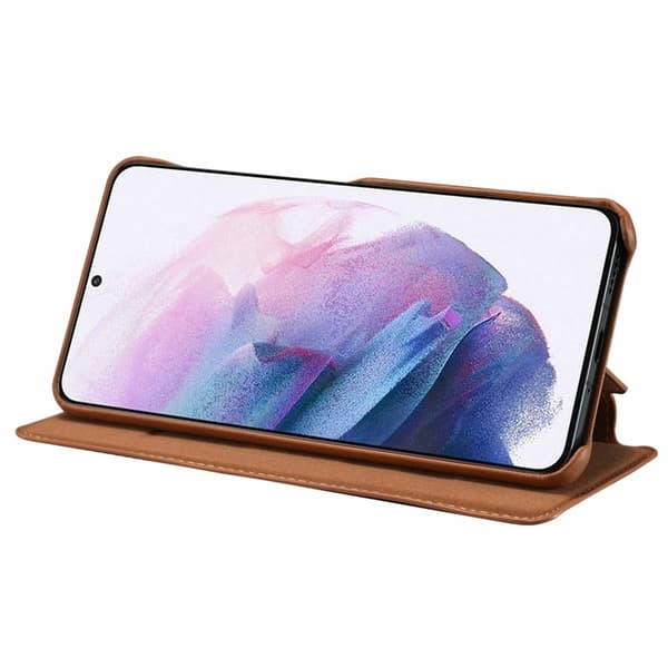 LC.IMEEKE Samsung Galaxy S22 5G Plånboksfodral Konstläder - Brun