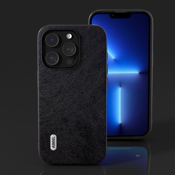 ABEEL Mobilskal till iPhone 13 Pro Max Drop-Proof PU Läder Svart
