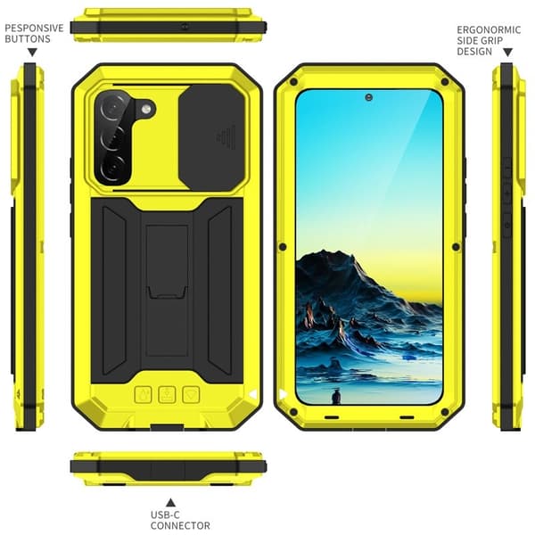 R-JUST Mobilskal till Galaxy S22+ 5G Metall+Silicone+PC Gul