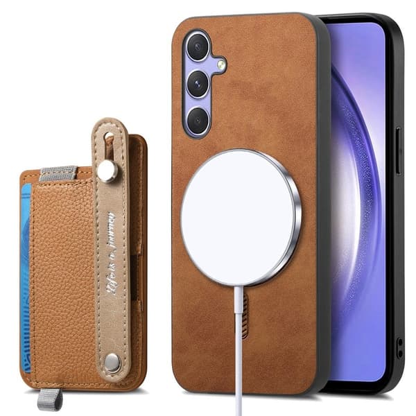 Samsung Galaxy A35 5G Skal Äkta Läder Magnetiskt - Brun