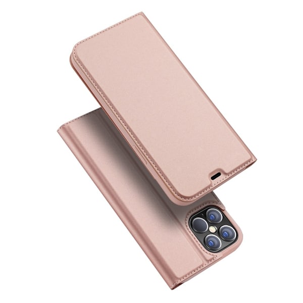 Dux Ducis PU Läder Plånboksfodral iPhone 12 Pro Max - Rose Gold Rosa