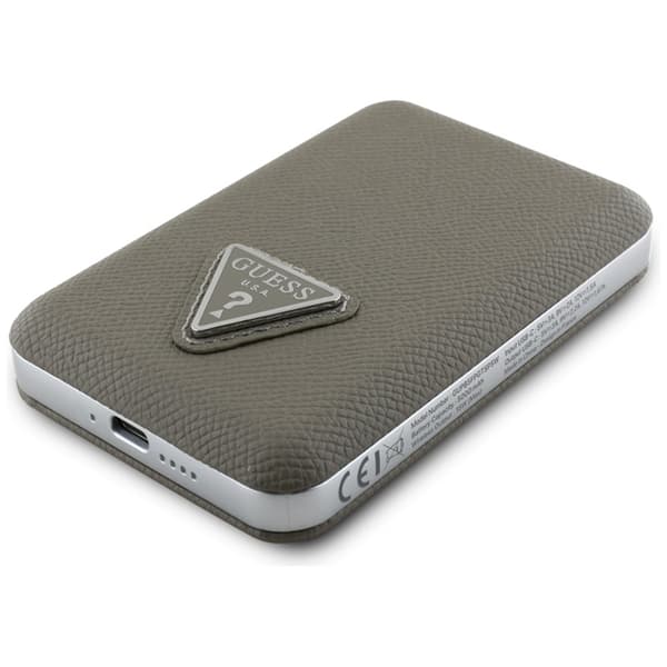Guess MagSafe Trådlös Power Bank 5000mAh 15W USB-C Grained Triangle Inductive Brun