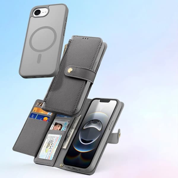 Dux Ducis iPhone 16e Plånboksfodral Lawa Läder - Grå Grå