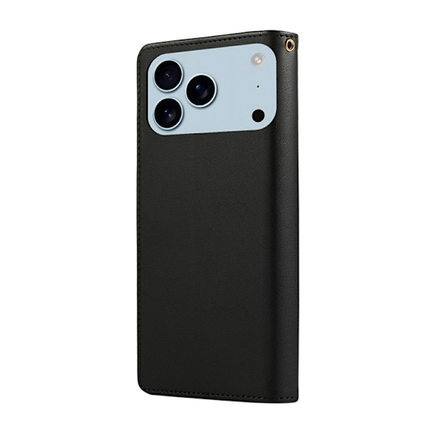 iPhone 17 Pro Max Plånboksfodral RFID Rhombus Läder - Svart Svart