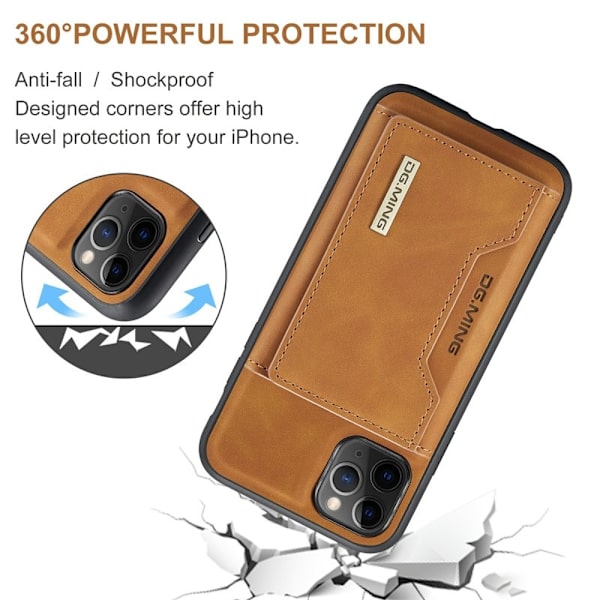 DG.MING M2 Series Anti-Fall Wallet Mobilskal för iPhone 11 Pro - Brun