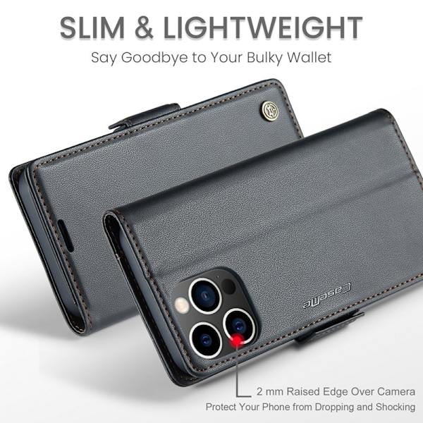 CASEME Plånboksfodral Konstläder för iPhone 15 Pro Max - Svart