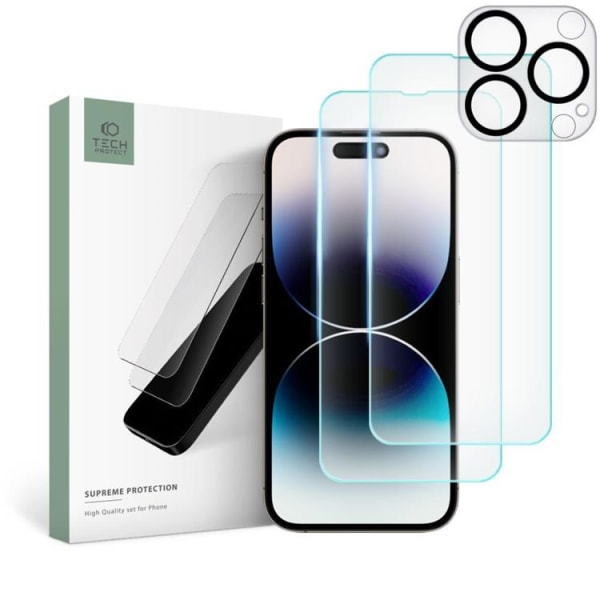 Tech-Protect [2-Pack] iPhone 14 Pro Max skærmbeskytter + [1-Pack] Ka