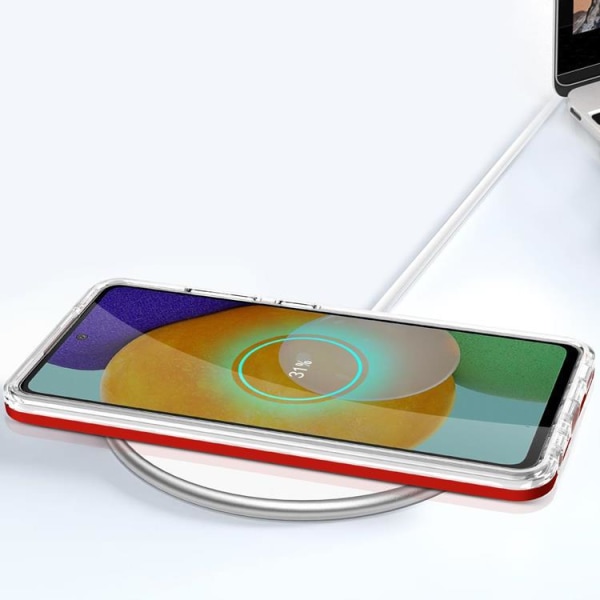Galaxy A53 5G Cover Clear 3in1 Frame Gel - Rød