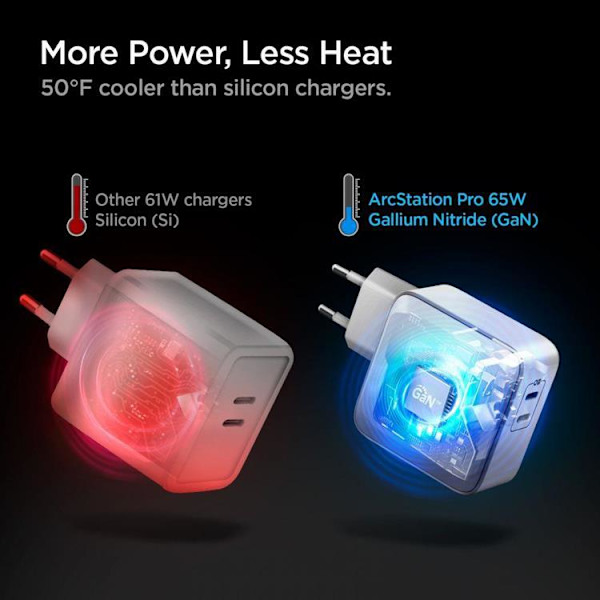 SPIGEN PE2007EU Powerarc 2-Port netværksoplader 60W - Hvid