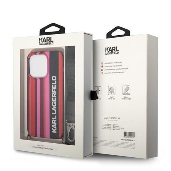 Karl Lagerfeld iPhone 14 Pro -kotelo kaulakorunauhalla - R