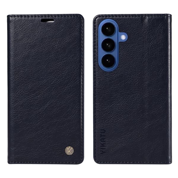 YIKATU Galaxy S26/S26 Pro Plånboksfodral Litchi Konstläder Blå