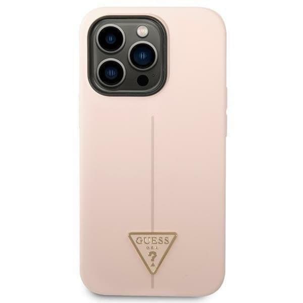 GUESS iPhone 14 Pro Max -kuori Silicone Triangle - Pinkki Rosa