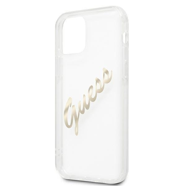 Guess Vintage Script Gold Skal iPhone 12 Pro Max - Transparent