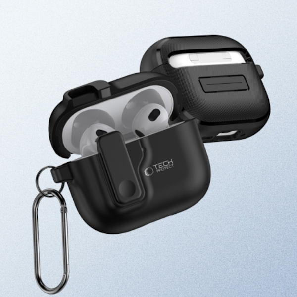 Tech-Protect Airpods 4 Etui Slim Hook - Sort Svart
