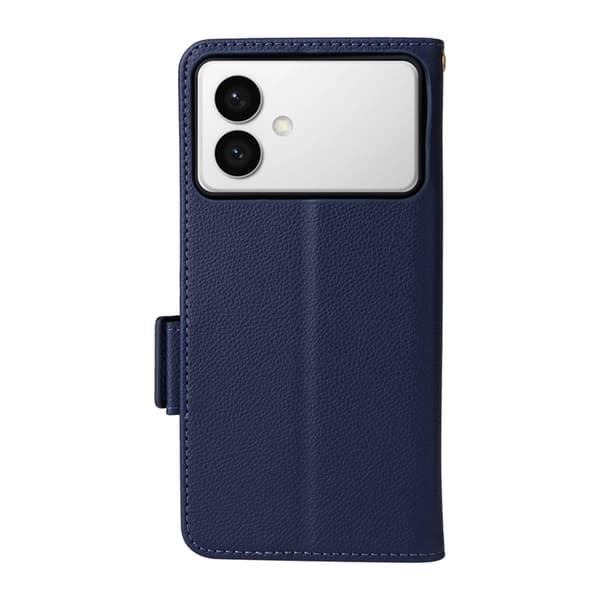 Galaxy S26 Edge Plånboksfodral Litchi Konstläder med Rem - Blå Blå
