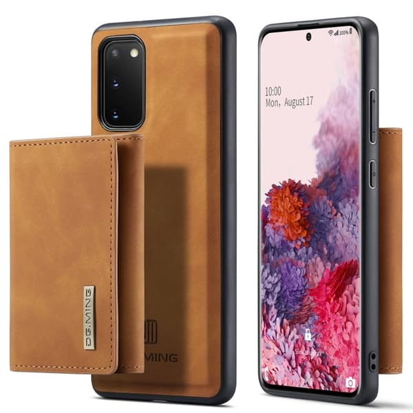 DG.MING 2-in-1 Plånboksfodral med Magnet för Samsung S20 - Brun