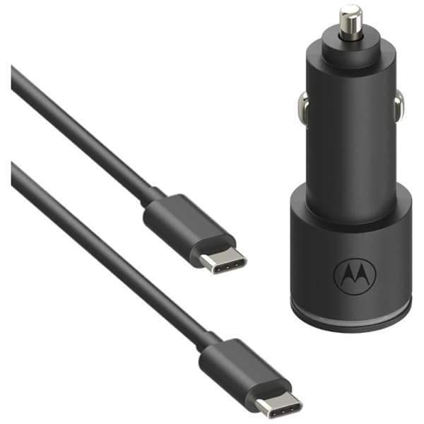 Motorola Biloplader 45W 1xUSB-A 1xUSB-C med USB-C 1m Kabel TurboPower - Sort Svart