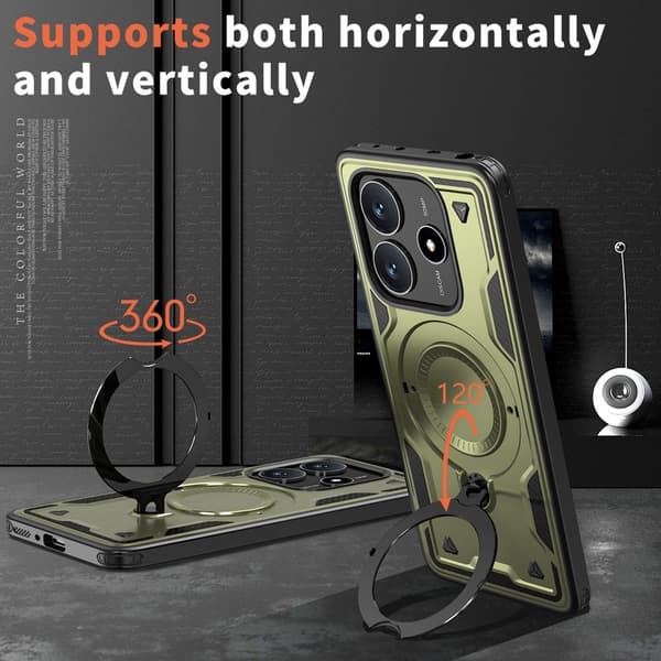 Mobilskal till Xiaomi Redmi Note 14 5G Plast Militärt Skydd - Olivgrön