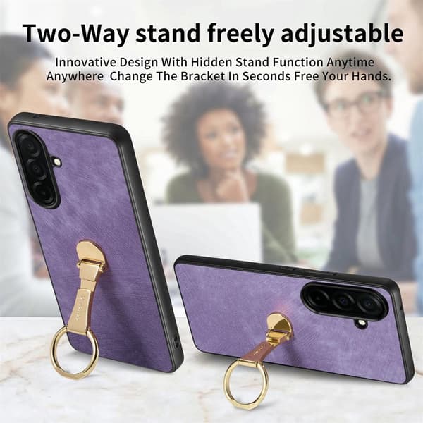 CASENEO Mobilskal för Samsung Galaxy S26 Plus Fällbar Kickstand Konstläder Lila