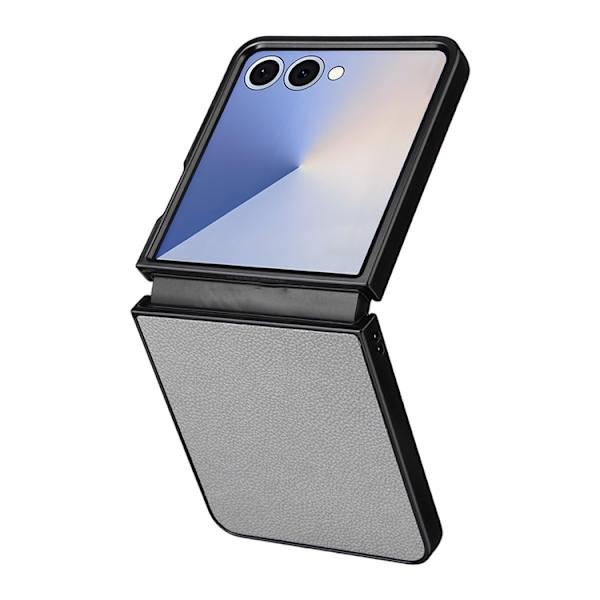 Mobilskal till Galaxy Z Flip7 Litchi Texture Läder - Grå Grå