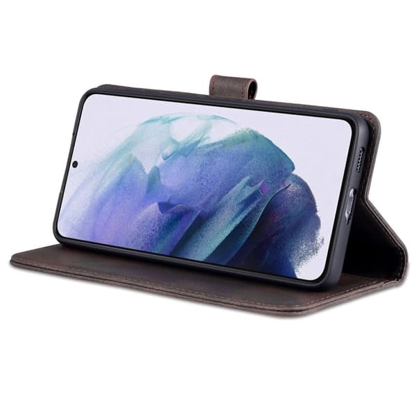 AZNS Samsung Galaxy S21 FE 5G Plånboksfodral Konstläder - Brun