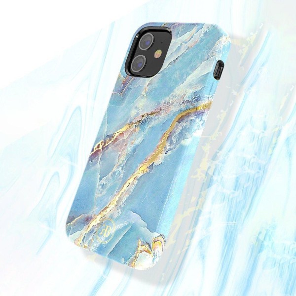Kingxbar Marble Mobiltelefon Taske iPhone 12 mini - Blå Blue