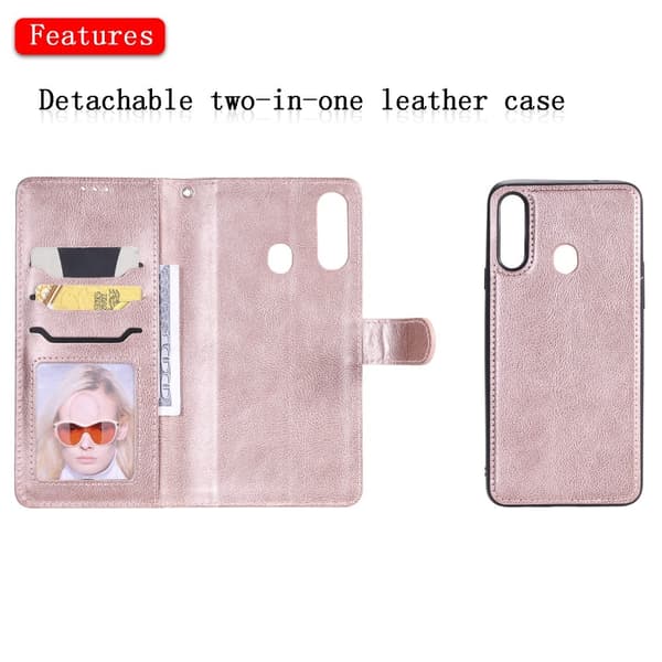 Detachable 2-in-1 Plånboksfodral Samsung Galaxy A20s - Rose Gold Rosa