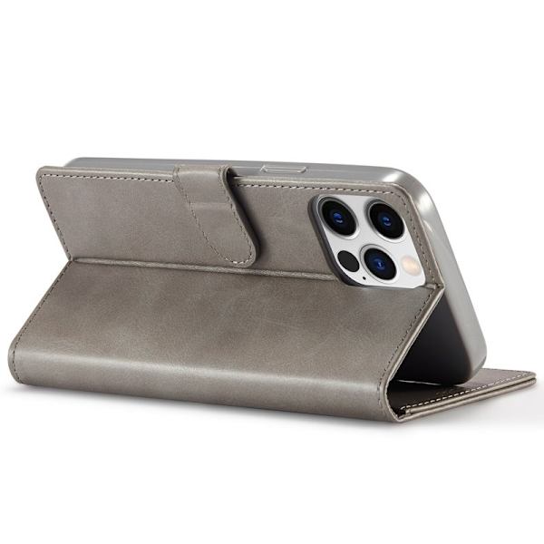 LC.IMEEKE iPhone 14 Pro Max Plånboksfodral Konstläder - Grå
