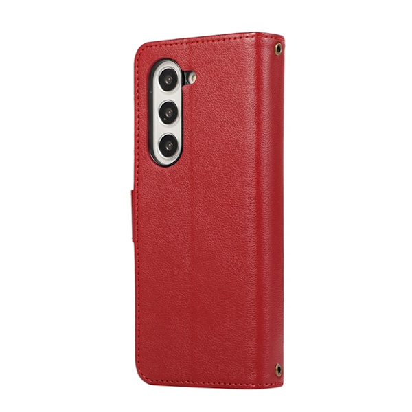 Galaxy Z Fold 7 Plånboksfodral Multi Zipper Läder - Röd Röd