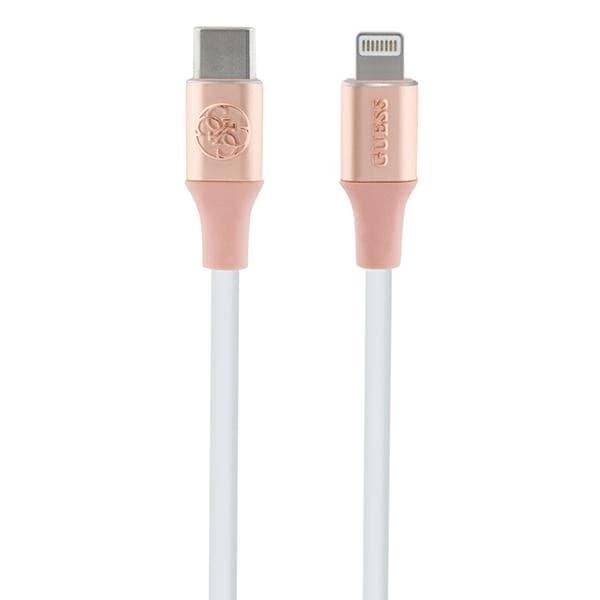 Guess USB-C till Lightning kabel 1.5m Ebossed Logo - Rosa Rosa