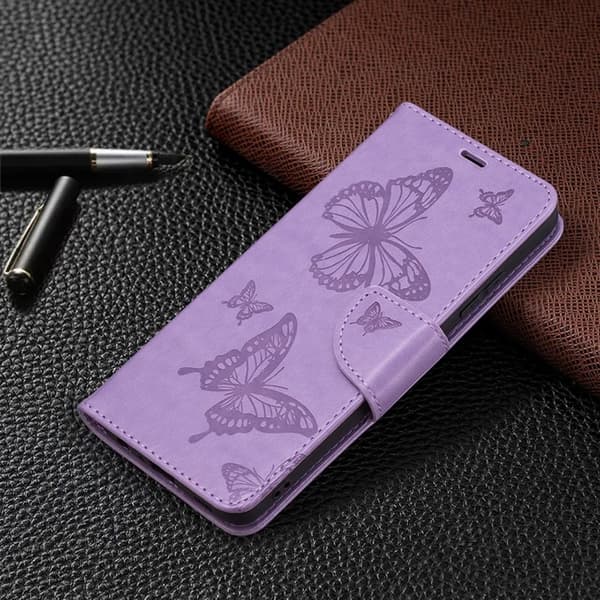 Plånboksfodral För iPhone 14 Pro Max Imprint Butterfly - Lila Lila