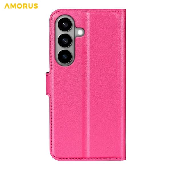 Amorus Plånboksfodral för Samsung Galaxy S26 Plus Konstläder Stöd - Rosa