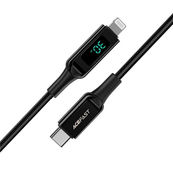Acefast MFI USB Type-C - Lightning-kaapeli 30 W 1,2 m - musta