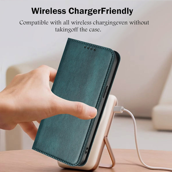 OnePlus 15 Plånboksfodral Retro RFID-Skydd Konstläder Grön