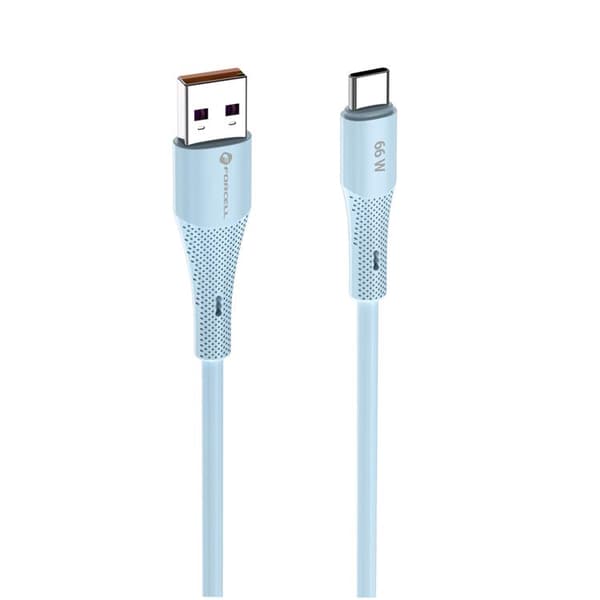 FORCELL USB-A till USB-C 66W Kabel 3A 1m QC4.0 Silikon C342 - Blå