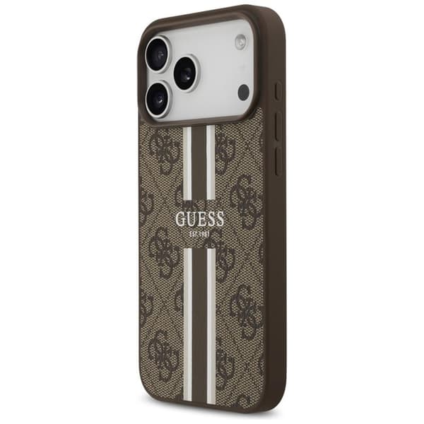 Guess telefontaske til iPhone 17 Pro Max MagSafe 4G trykte striber - brun Brun