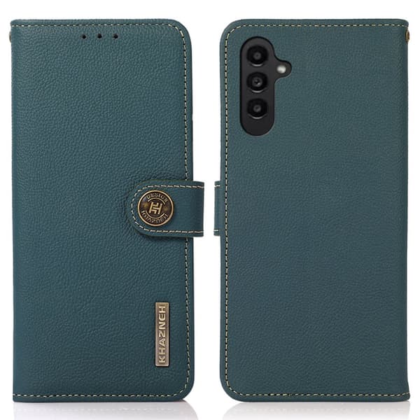 KHAZNEH Plånboksfodral för Samsung Galaxy S26 Plus Äkta läder RFID - Grön