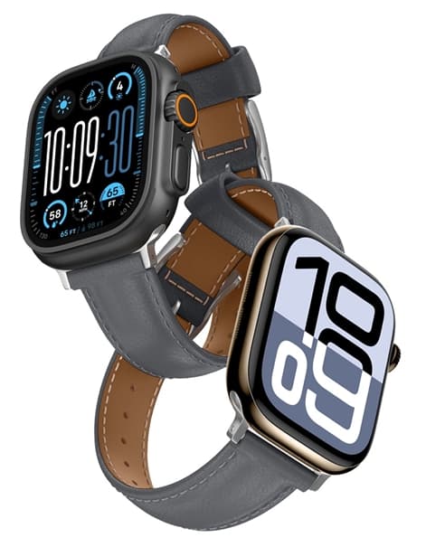 AmazingThing Apple Watch 45/46/49mm Armband Class Läder - Grå