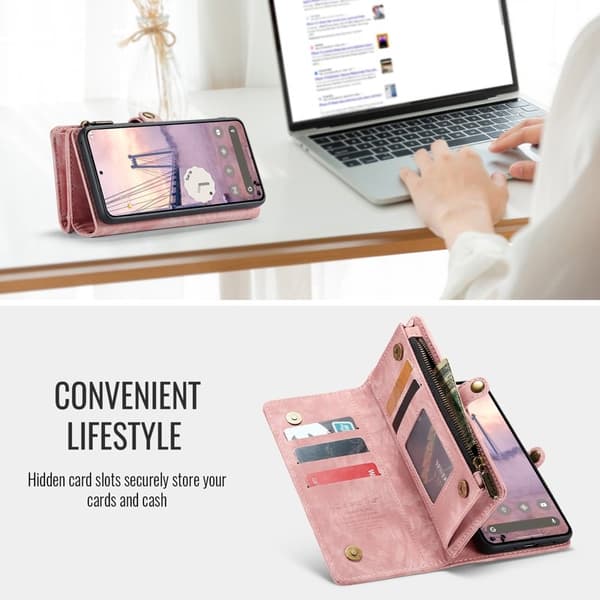 CASEME 008 Plånboksfodral till Google Pixel 10 Pro Konstläder - Rosa