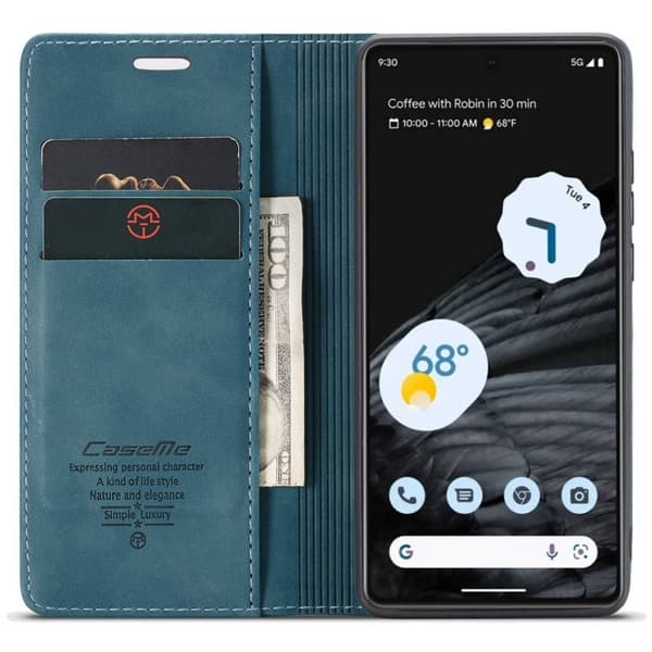 CASEME 013 Flip Konstläder Plånboksfodral för Google Pixel 7 5G - Blå