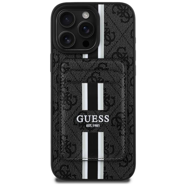 Guess Mobilskal till iPhone 16 Pro Max Magsafe Korthållare Stripes Black