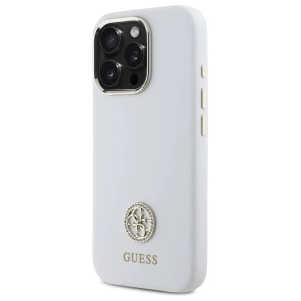 Guess Mobilskal till iPhone 16 Pro Silikon Logo Strass 4G - Vit Vit