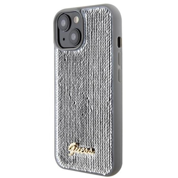 Guess Mobilskal till iPhone 15 Sequin Script Metal - Silver Silver