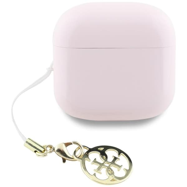 Guess TWS In-Ear Hörlurar Glossy Effect Printed Logo & Charm - Rosa Rosa
