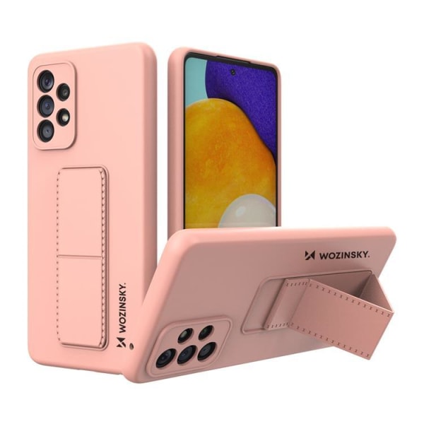Wozinsky Galaxy A73 Case Kickstand silikoni - vaaleanpunainen